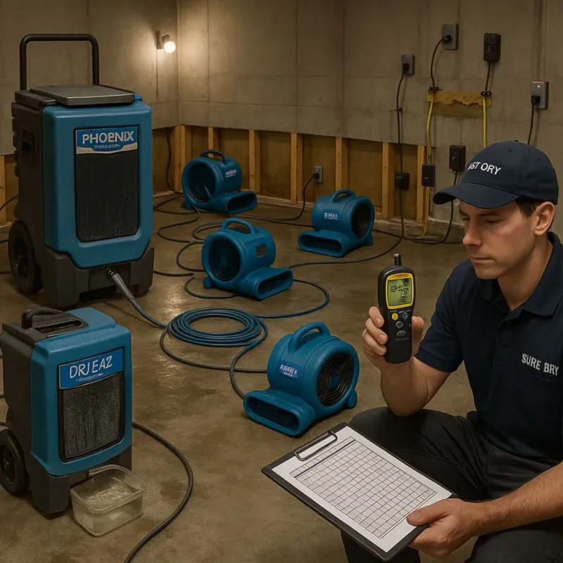Structural Drying and Dehumidification process in Sissonville, WV